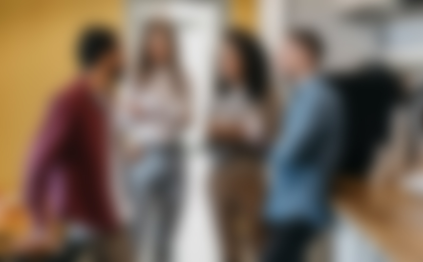 A blurred photo of a development teams