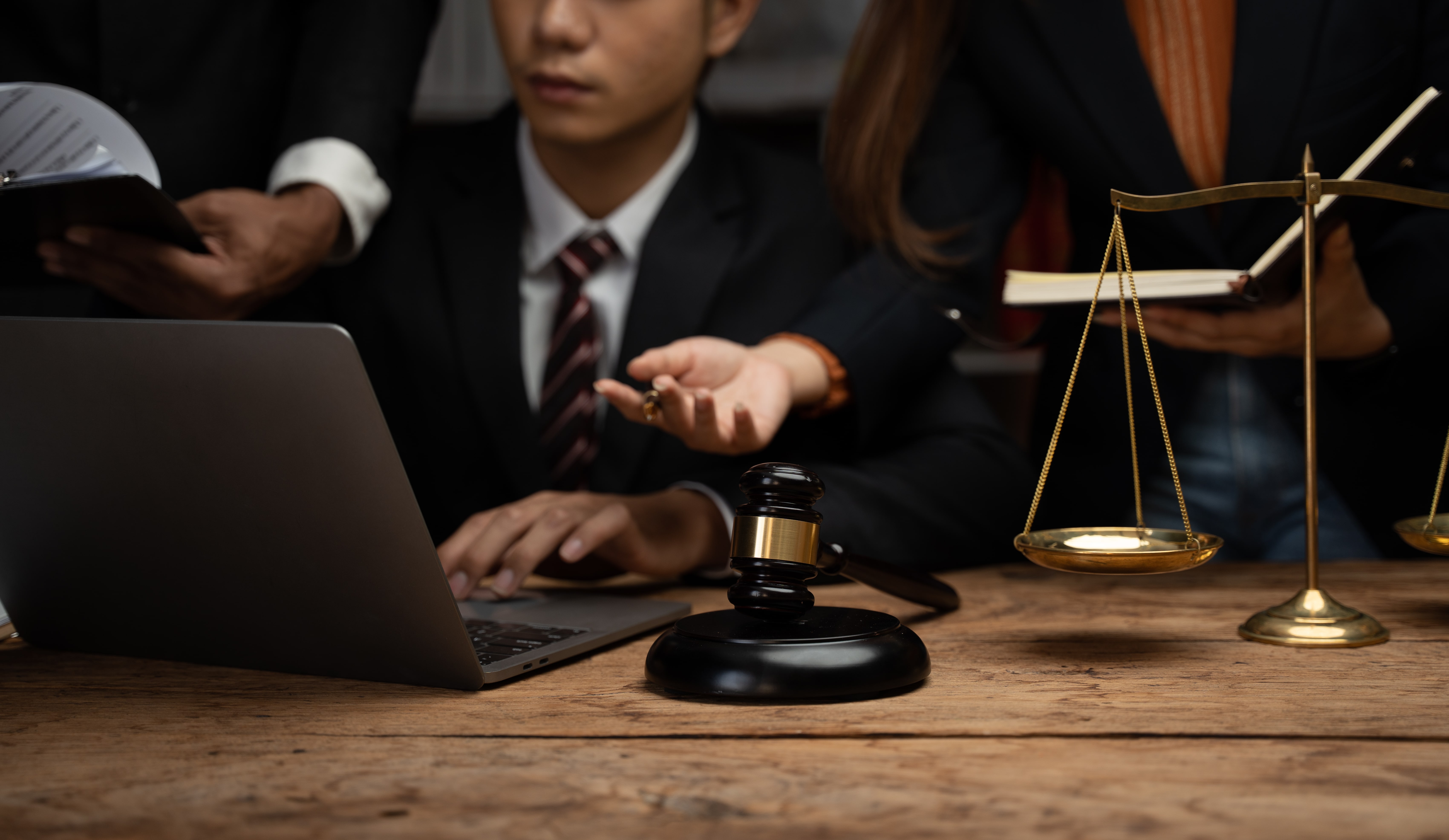 Lawyers in a discussion.